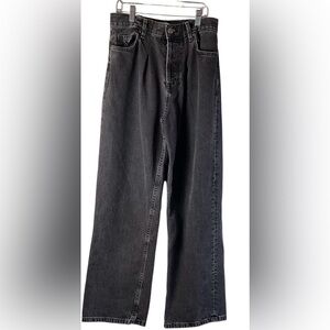 Zara Wide-Leg Jeans Womens 2 Black High Rise   Zip Fly